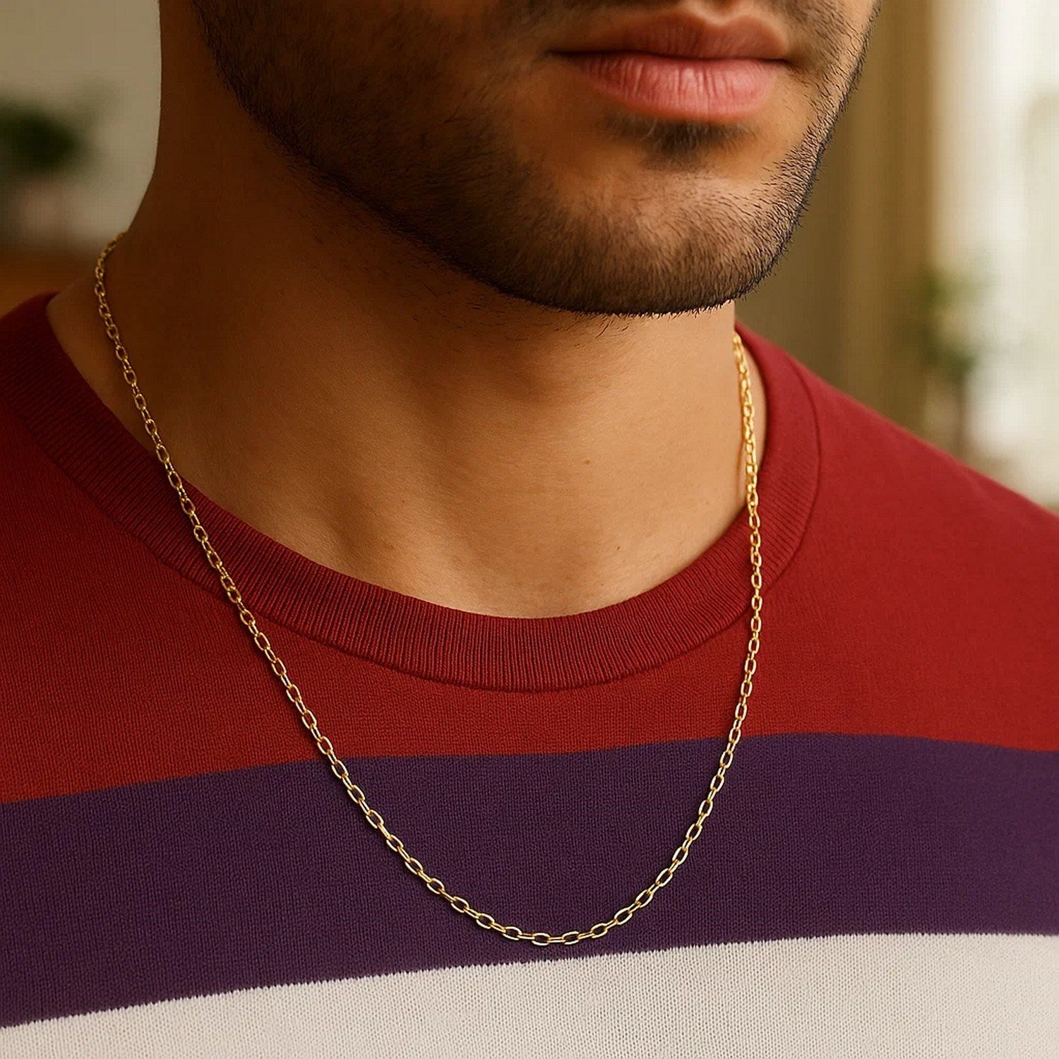 14k Yellow Gold Oval Cable Link Chain (1.50 mm) 9