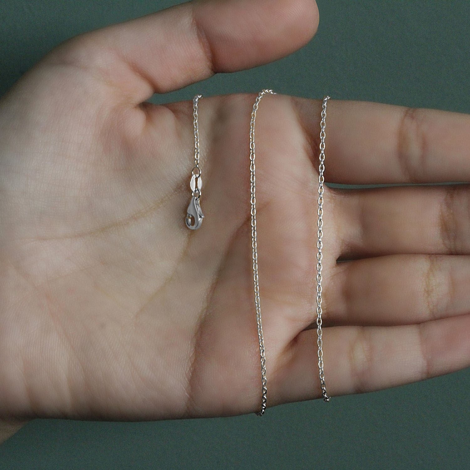 14k White Gold Oval Cable Link Chain (1.50 mm) 7