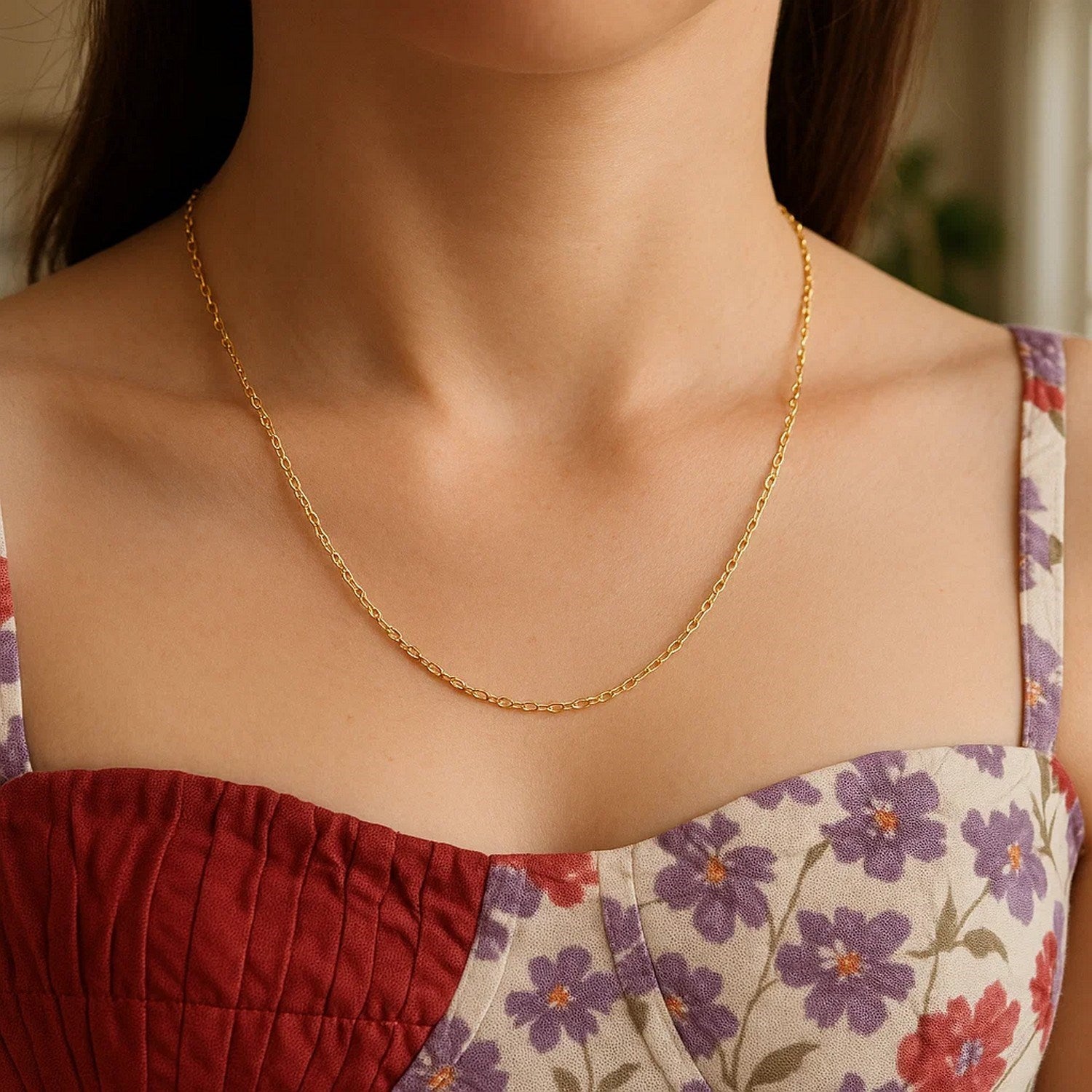 14k Yellow Gold Oval Cable Link Chain (1.20 mm) 10