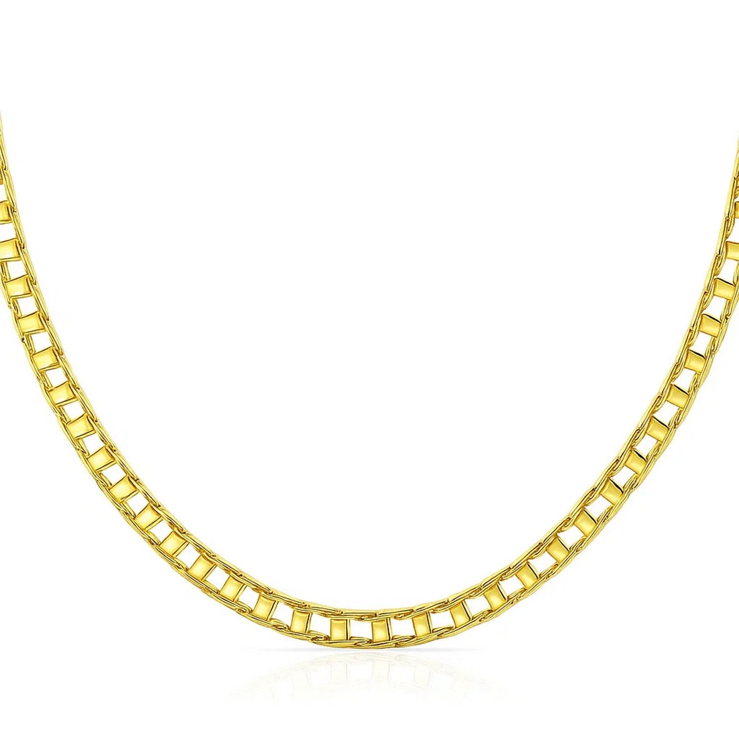 14k Yellow Gold Mens Necklace with Track Design Links (5.00 mm) 2