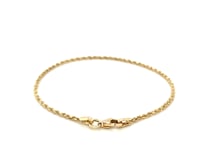 14k Yellow Gold Solid Diamond Cut Rope Bracelet (1.60 mm) 15