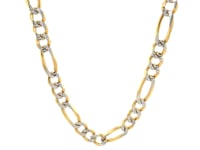 14K Yellow Gold Solid Pave Figaro Chain (7.00 mm) 58
