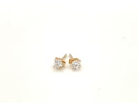 14k Yellow Gold Stud Earrings with White Hue Faceted Cubic Zirconia(3mm) 7