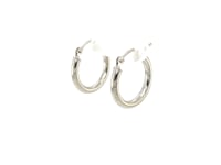 10k White Gold Polished Hoop Earrings (2x15 mm) 7