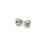 14k White Gold Love Knot with Ridge Texture Earrings 7