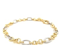 14k Two-Tone Gold Rope Motif Oval and Round Link Chain Bracelet (8.80 mm) 9