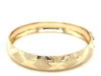 10k Yellow Gold Dual-Textured Diamond Pattern Bangle (12.00 mm) 26