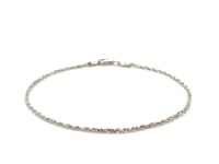 14k White Gold Solid Diamond Cut Rope Bracelet (1.60 mm) 7