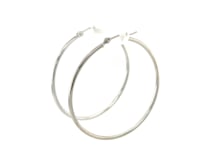 10k White Gold Polished Hoop Earrings (1.5x40mm) 8