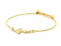 14k Yellow Gold Anchor Design Adjustable Lariat Bracelet 8