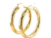 14k Yellow Gold Polished Hoop Earrings (5x40mm) 7