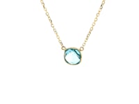 14k Yellow Gold 17 inch Necklace with Cushion Blue Topaz 7
