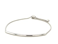 14k White Gold Smooth Curved Bar Lariat Design Bracelet (1.00 mm) 10