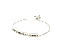 Sterling Silver Adjustable I Love You to the Moon and Back Bracelet (1.20 mm) 16