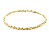 10k Yellow Gold Solid Diamond Cut Rope Bracelet (3.00 mm) 18
