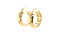 14k Yellow Gold Wide Medium Hoop Earrings with Snap Lock 9