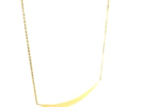 14k Yellow Gold Necklace with Polished Curved Bar Pendant 26