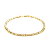 Two-Toned Fine Wheat Chain Bracelet in 10k Yellow and White Gold (3.00 mm) 7