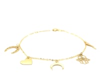 14k Yellow Gold 7 inch Bracelet with Polished Charms 8