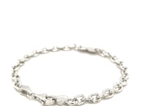 Sterling Silver Rhodium Plated Chain Bracelet with a Flat Heart Station(5.00 mm) 15