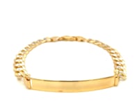14k Two Tone Gold Mens Narrow Curb Chain ID Bracelet with White Pave (6.70 mm) 22