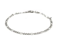 14k White Gold Solid Figaro Bracelet (2.60 mm) 7