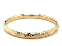 14k Yellow Gold Domed Bangle with a Weave Motif (6.00 mm) 15