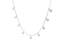 14k White Gold Necklace with Round Diamond Charms 26
