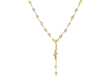 14k Tri-Color Gold Rosary Chain Necklace 11