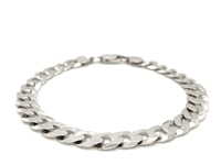 Rhodium Plated Sterling Silver Curb Style Bracelet (8.40 mm) 17