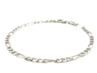 14k White Gold Solid Figaro Bracelet (3.80 mm) 9