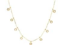 14k Yellow Gold Necklace with Round Diamond Charms 23