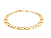 14k Two Tone Gold Pave Curb Bracelet (7.00 mm) 8