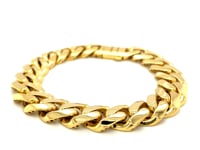 14k Yellow Gold 8 1/2 inch Wide Polished Curb Chain Bracelet (13.50 mm) 9