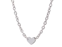 Sterling Silver Rhodium Plated Chain Bracelet with a Flat Heart Motif Station 7