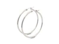 14k White Gold Polished Hoop Earrings (2x40mm) 8