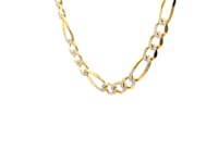 14K Yellow Gold Solid Pave Figaro Chain (5.90 mm) 56