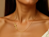 14k Yellow Gold Necklace with a Polished Cross Design 20
