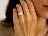 3 Carat Round Lab Grown IGI G/VS1 Diamond Solitaire Ring in 14K Yellow Gold 10
