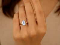 3 Carat Oval Lab Grown IGI G/VS1 Diamond Solitaire Ring in 14K Yellow Gold 8