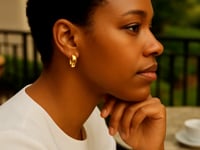 14k Yellow Gold Wide Small Hoop Earrings with Snap Lock 10