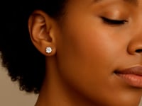 14k White Gold Stud Earrings with White Hue Faceted Cubic Zirconia(5mm) 9