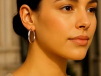 14k White Gold Polished Hoop Earrings (3x30mm) 7