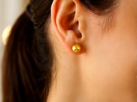 14k Yellow Gold Ball Earrings with Faceted Texture(7mm) 5