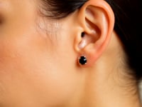 14k White Gold Stud Earrings with Black Faceted Cubic Zirconia(5mm) 7