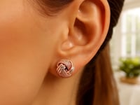 14k Rose Gold Love Knot with Ridge Texture Earrings 8