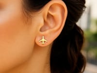 14K Yellow Gold Airplane Earrings 3