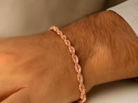 14k Rose Gold Solid Diamond Cut Rope Bracelet (4.00 mm) 4