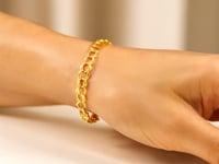 14k Yellow Gold Solid Double Link Charm Bracelet (5.00 mm) 1