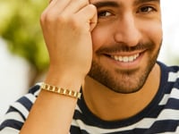 14k Yellow Gold Men's Bracelet with Rail Motif Links 7